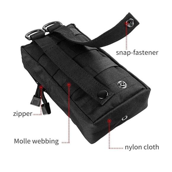 Material Black Tactical Horizontal Multi-Purpose Molle Utility Pouch ToolBag - Picture 2 of 9
